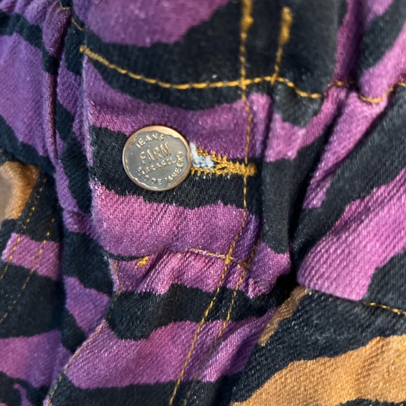 Farm Rio Leopard Animal Print Paper Bag High Waist Stretchy Denim Shorts Sz 4-6 - Picture 3 of 6